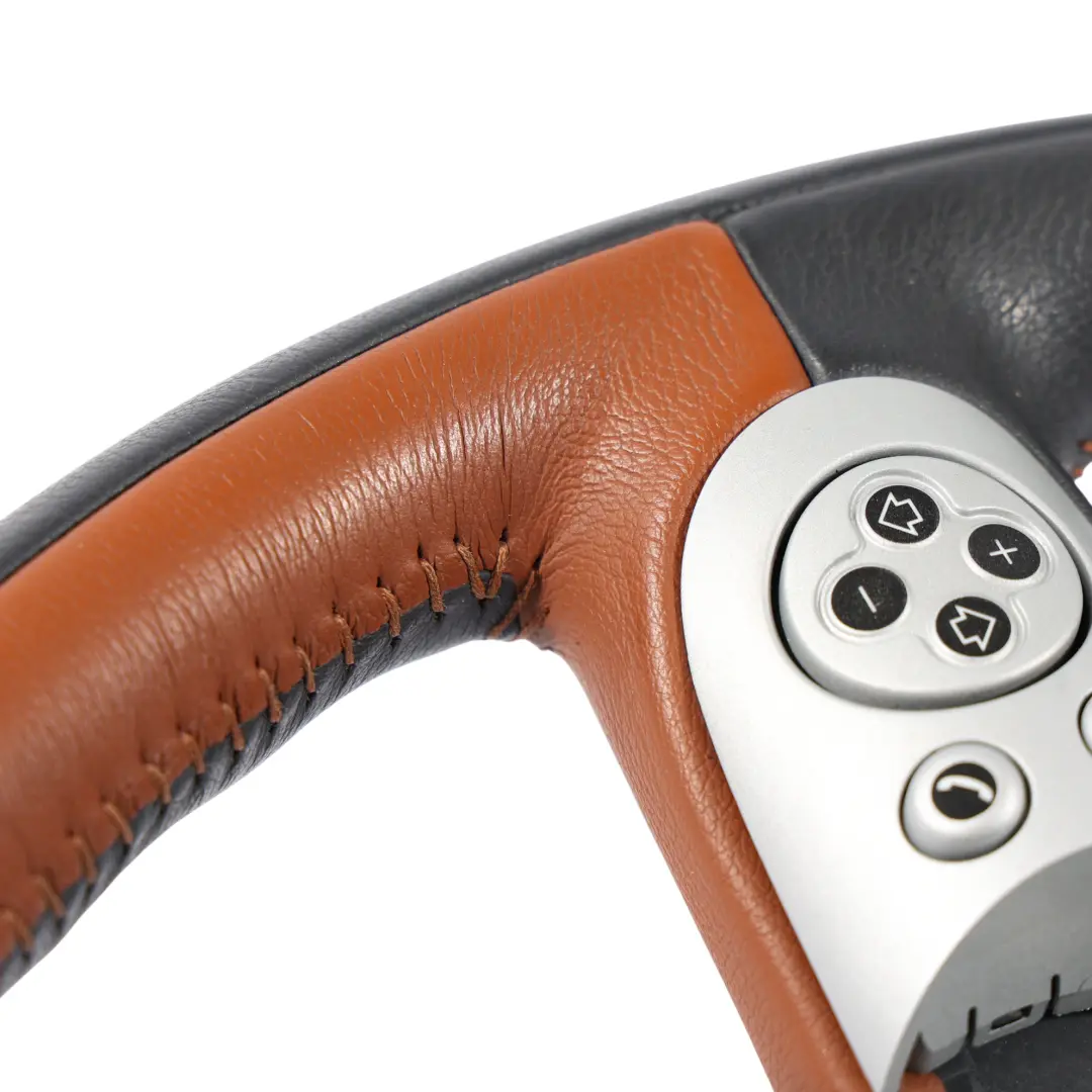 Steering Wheel Sport Black Brown Leather Mulifunction to Mini R50 R52 R53 with Part number 6778149 Mini R50 R52 R53 Steering Wheel Sport Black Brown Leather Mulifunction - SKU 6778149 - Part number 6778149