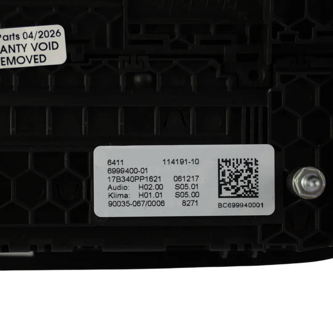 Pannello Controllo Radio Clima Riscaldamento Sedili per BMW G30 G31 con numero di parte 6999400 BMW G30 G31 Pannello Controllo Radio Clima Riscaldamento Sedili - SKU 6999400 - Numero di parte 6999400
