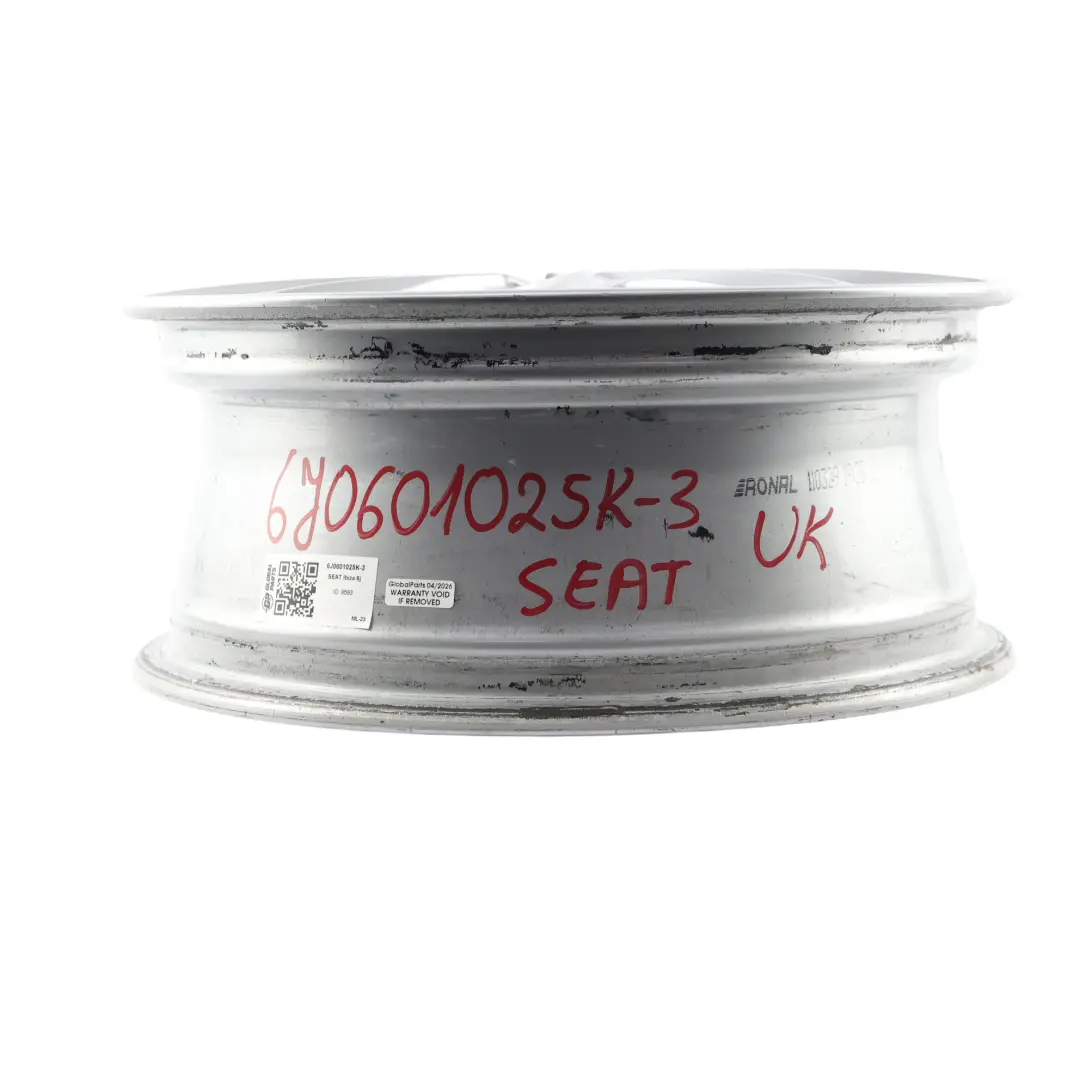 Seat Ibiza Mk4 Jante Alliage Argent 15" 6J ET38 5X100 - SKU 6J0601025K-3 - Numéro de pièce 6J0601025K