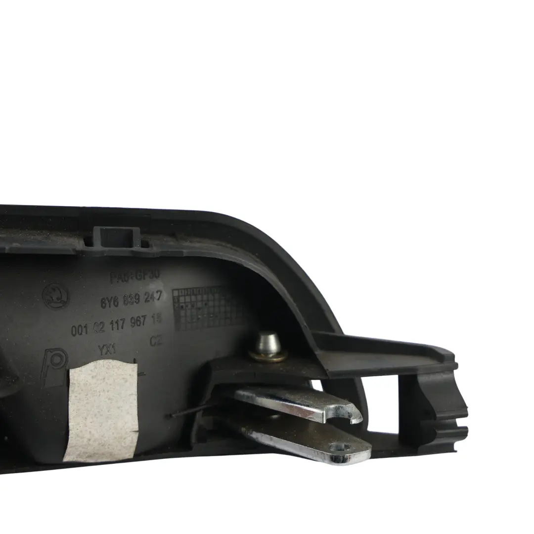 Skoda Fabia 6Y Mk1 Interior Door Handle Trim Rear Left N/S Black Onyx - SKU 6Y6839247 - Part number 6Y6839247