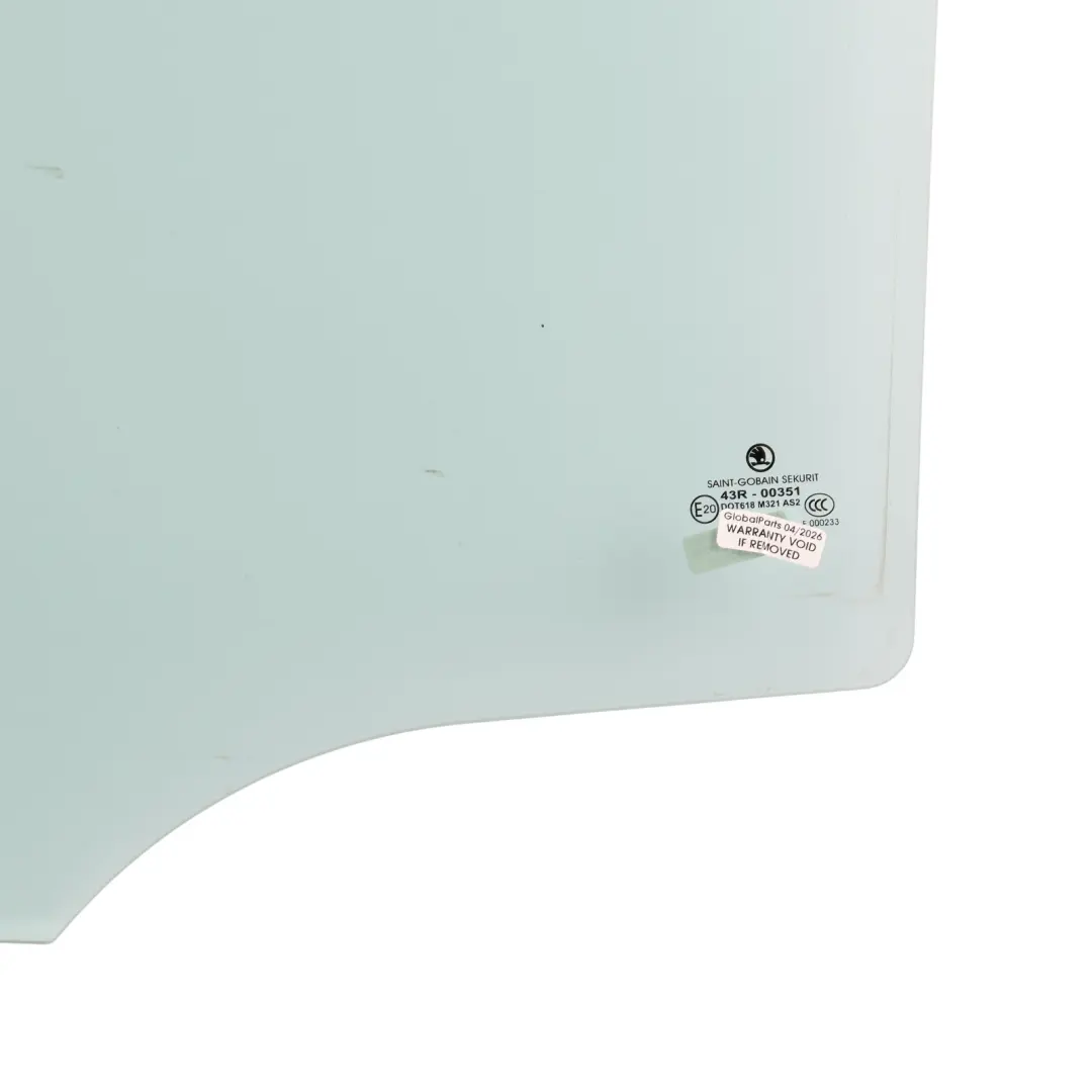 Skoda Fabia 6Y Door Window Glass AS2 Rear Left N/S - SKU 6Y6845205A - Part number 6Y6845205A