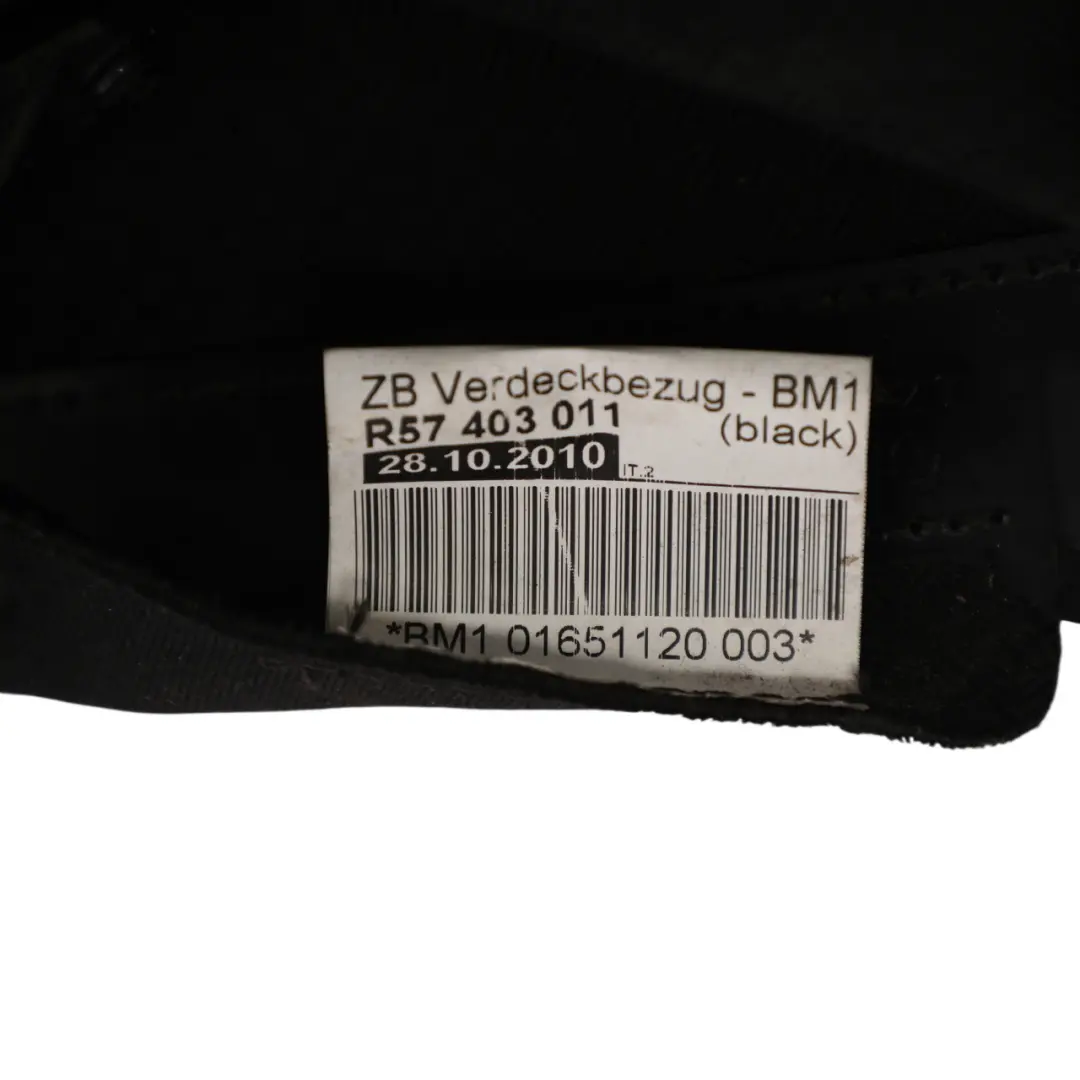 Roof Folding Soft Top Cover Cloth Black to Mini R57 Cabrio Convertible with Part number 7191145 Mini R57 Cabrio Convertible Roof Folding Soft Top Cover Cloth Black - SKU 7191145 - Part number 7191145