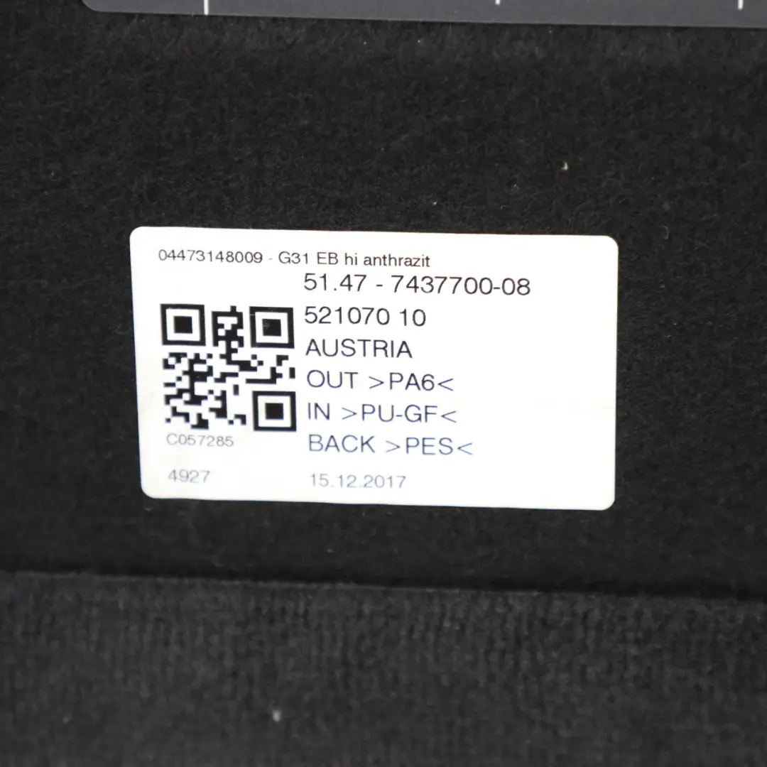 Luggage Compartment Boot Carpet Trunk Floor Mat Cover 7437704 to BMW G31 Touring with Part number 7437700 BMW G31 Touring Luggage Compartment Boot Carpet Trunk Floor Mat Cover 7437704 - SKU 7437700 - Part number 7437700