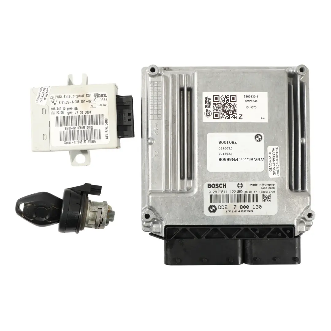 ECU Unidad Control Motor DDM EWS KIT 320Cd M47N 150 HP Diesel para BMW E46 con número de pieza 7800130 BMW E46 ECU Unidad Control Motor DDM EWS KIT 320Cd M47N 150 HP Diesel - SKU 7800130-1 - Número de pieza 7800130