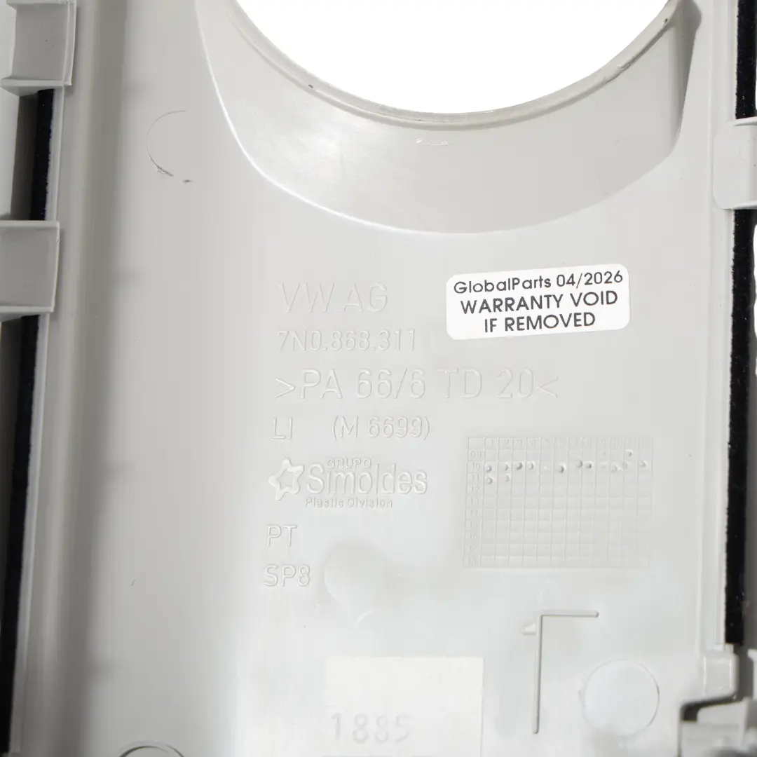 Volkswagen Sharan 7N Garniture Pilier B Supérieur Gauche Gris - SKU 7N0867243D - Numéro de pièce 7N0867243D