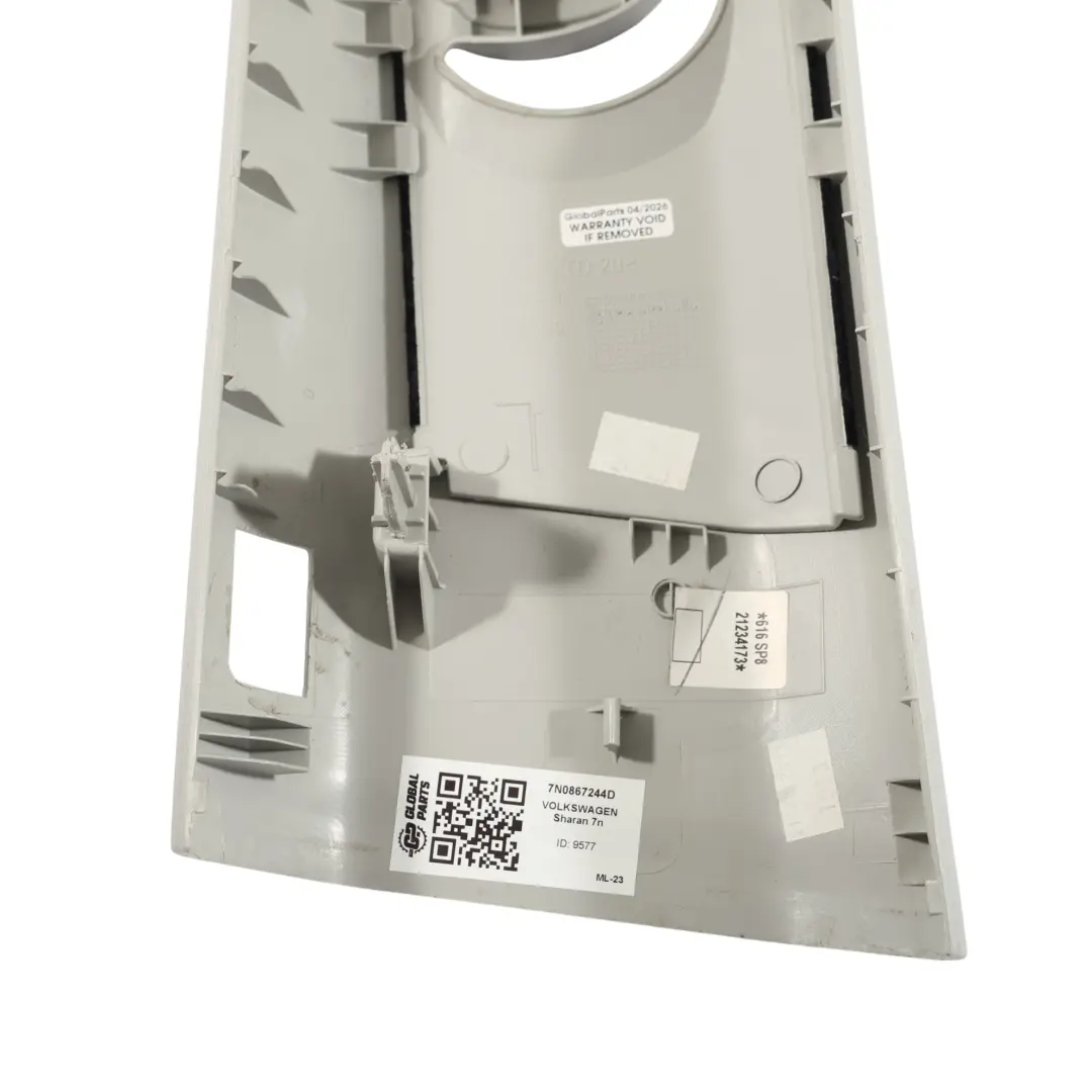 Volkswagen Sharan 7N Garniture Montant B Supérieur Droit Gris - SKU 7N0867244D - Numéro de pièce 7N0867244D