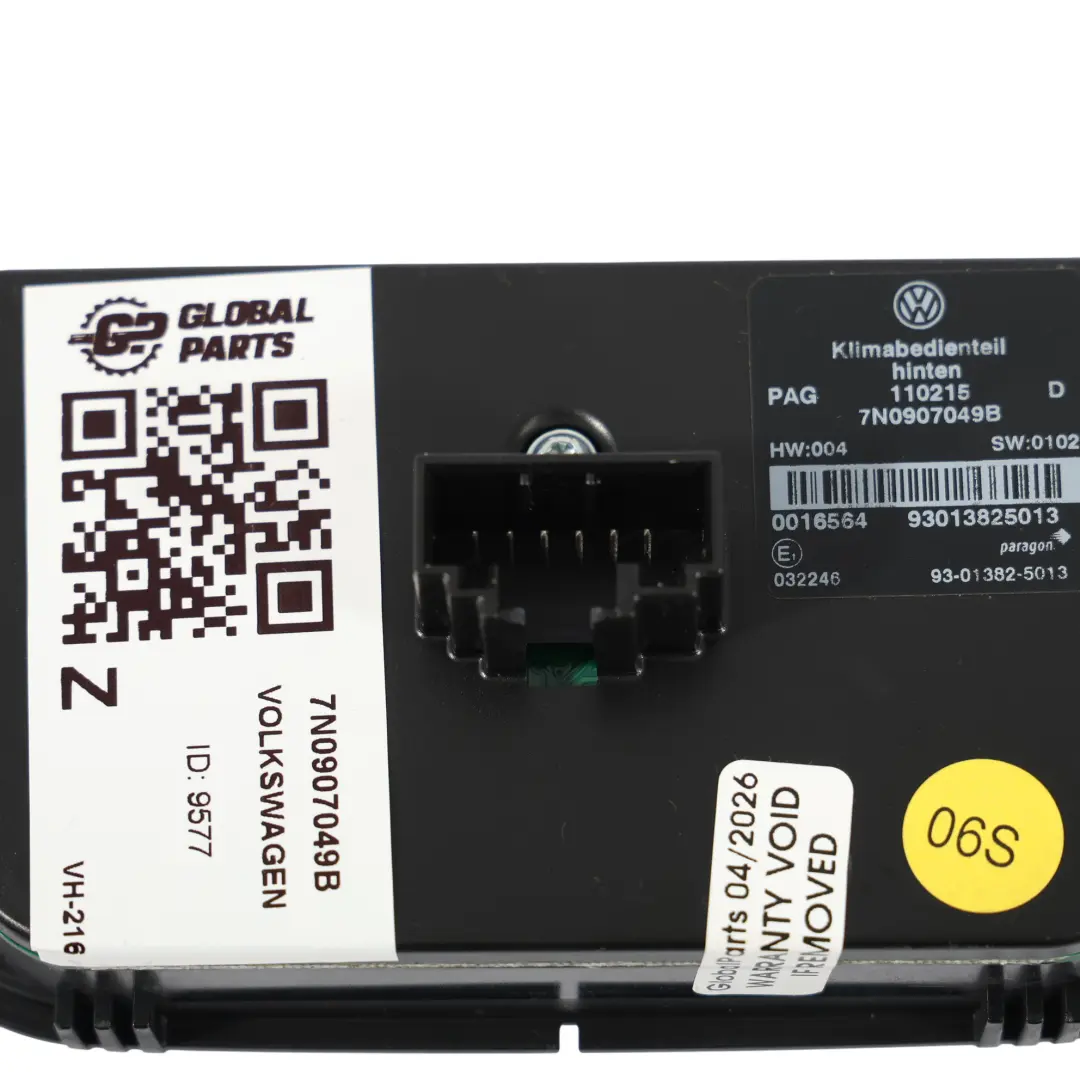 Volkswagen Sharan 7N Panel Control Climatización Aire Acondicionado - SKU 7N0907049B - Número de pieza 7N0907049B