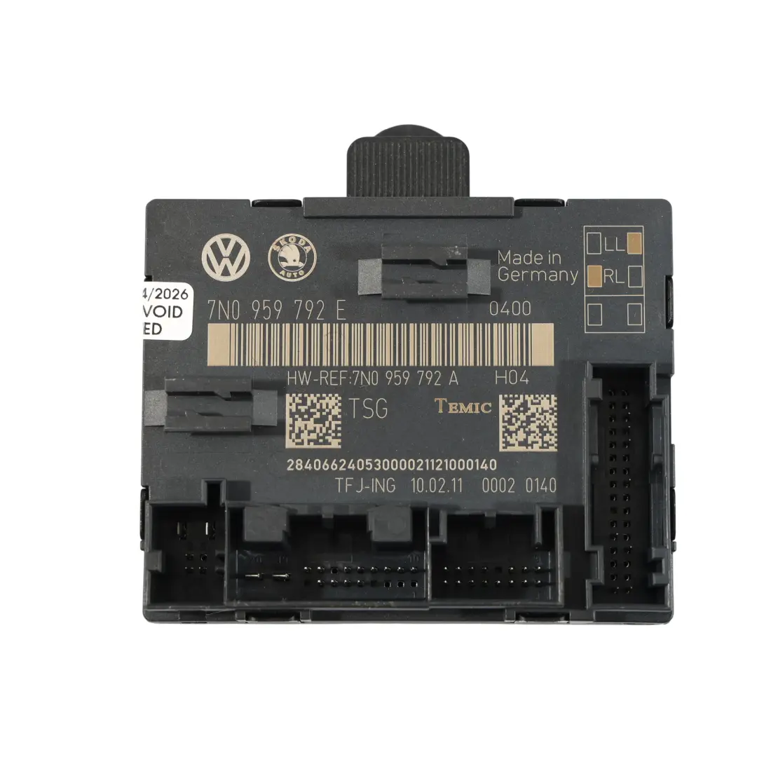 7N Moduł Sterownik Drzwi Pasażera do Volkswagen Sharan o numerze 7N0959792E Volkswagen Sharan 7N Moduł Sterownik Drzwi Pasażera - SKU 7N0959792E - Numer Części 7N0959792E