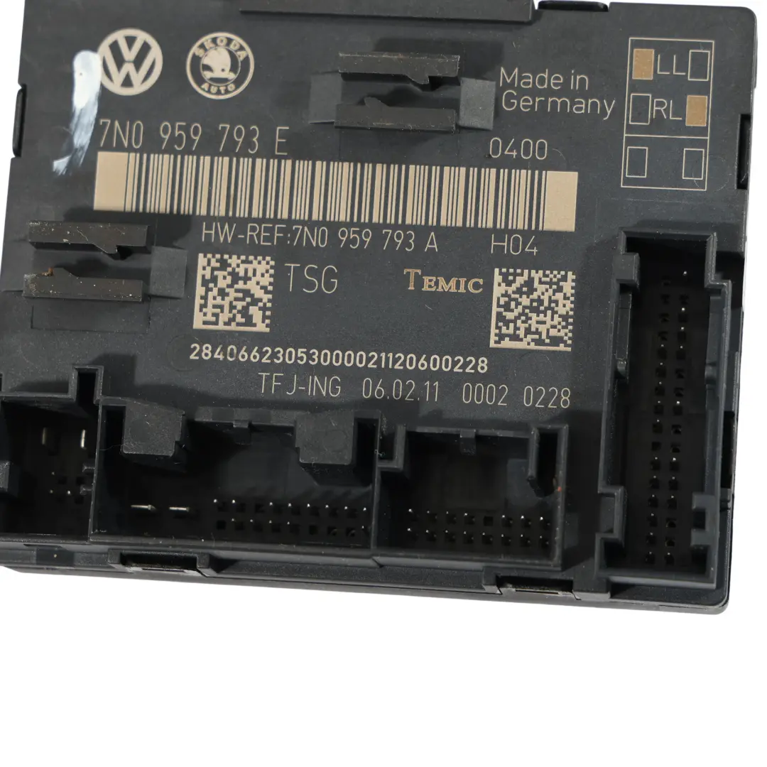 Volkswagen Sharan 7N Módulo ECU Control Puerta Lado Conductor - SKU 7N0959793E - Número de pieza 7N0959793E