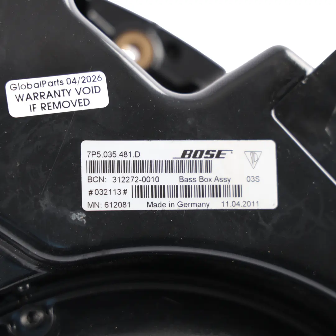 Subwoofer Bass Low Tone Speaker Bose to Porsche Cayenne 92A with Part number 7P5035481D Porsche Cayenne 92A Subwoofer Bass Low Tone Speaker Bose - SKU 7P5035481D - Part number 7P5035481D