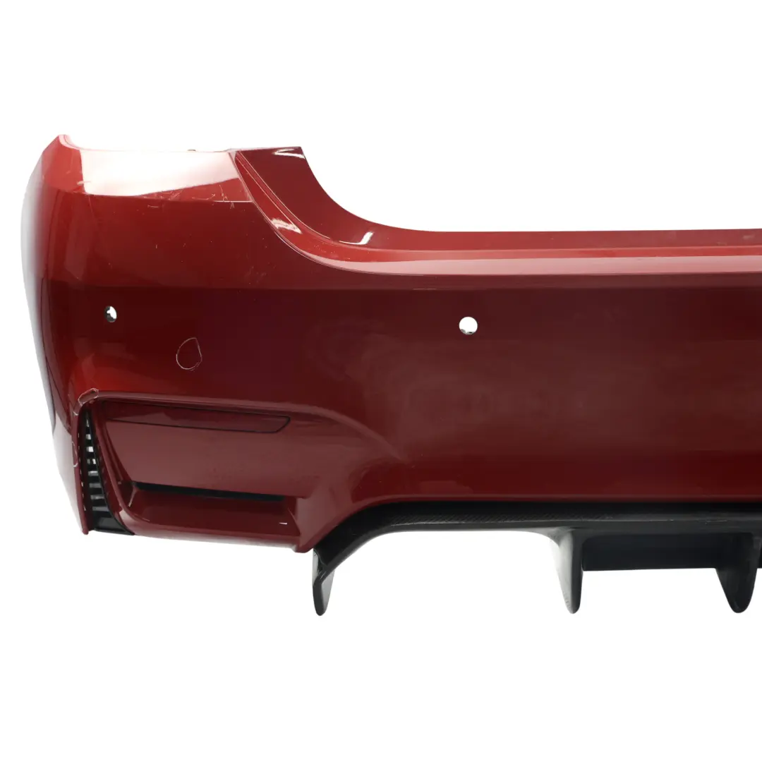 Complete Rear Bumper PDC Melbourne Red Metallic - A75 to BMW F82 F83 M4 with Part number 8056223 BMW F82 F83 M4 Complete Rear Bumper PDC Melbourne Red Metallic - A75 - SKU 8056223-MRT - Part number 8056223