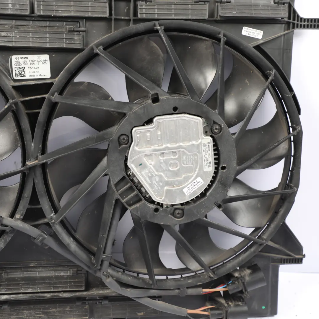 Radiator Fan Cooling Coolant Double Fan Shroud to Audi Q5 FY Engine with Part number 80A121003 Audi Q5 FY Engine Radiator Fan Cooling Coolant Double Fan Shroud - SKU 80A121003 - Part number 80A121003