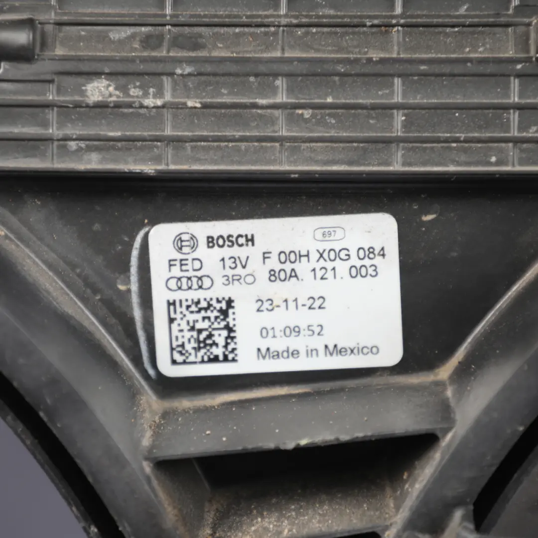 Radiator Fan Cooling Coolant Double Fan Shroud to Audi Q5 FY Engine with Part number 80A121003 Audi Q5 FY Engine Radiator Fan Cooling Coolant Double Fan Shroud - SKU 80A121003 - Part number 80A121003