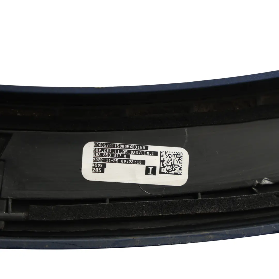 Arch Moulding Trim Rear Left N/S Navarra Blue X5H to Audi Q5 FY Wheel with Part number 80A853817A Audi Q5 FY Wheel Arch Moulding Trim Rear Left N/S Navarra Blue X5H - SKU 80A853817A-NAB - Part number 80A853817A