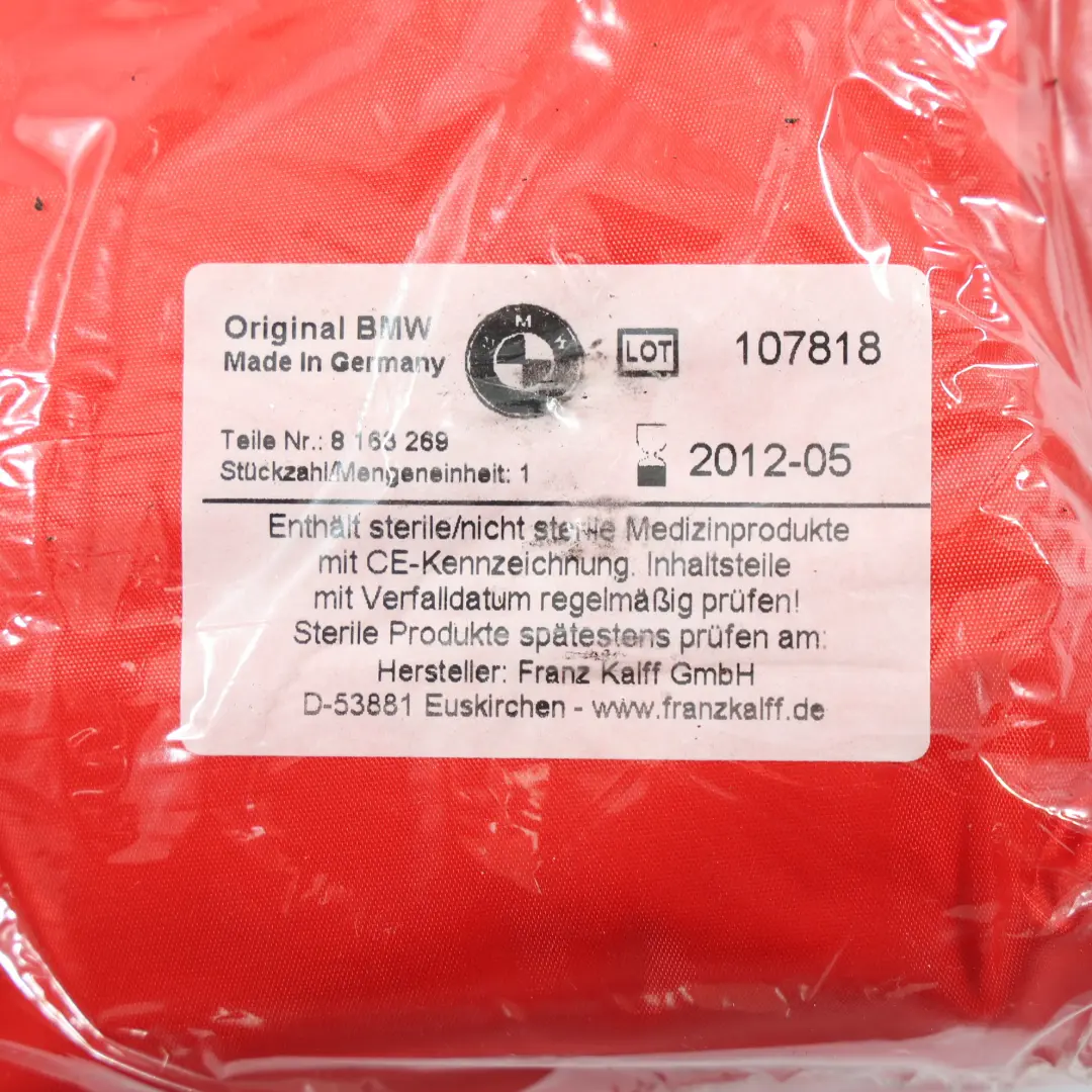Apteczka Pierwszej Pomocy Nieotworzona Czerwona do BMW E36 E46 E61 E91 o numerze 8163269 BMW E36 E46 E61 E91 Apteczka Pierwszej Pomocy Nieotworzona Czerwona - SKU 8163269 - Numer Części 8163269