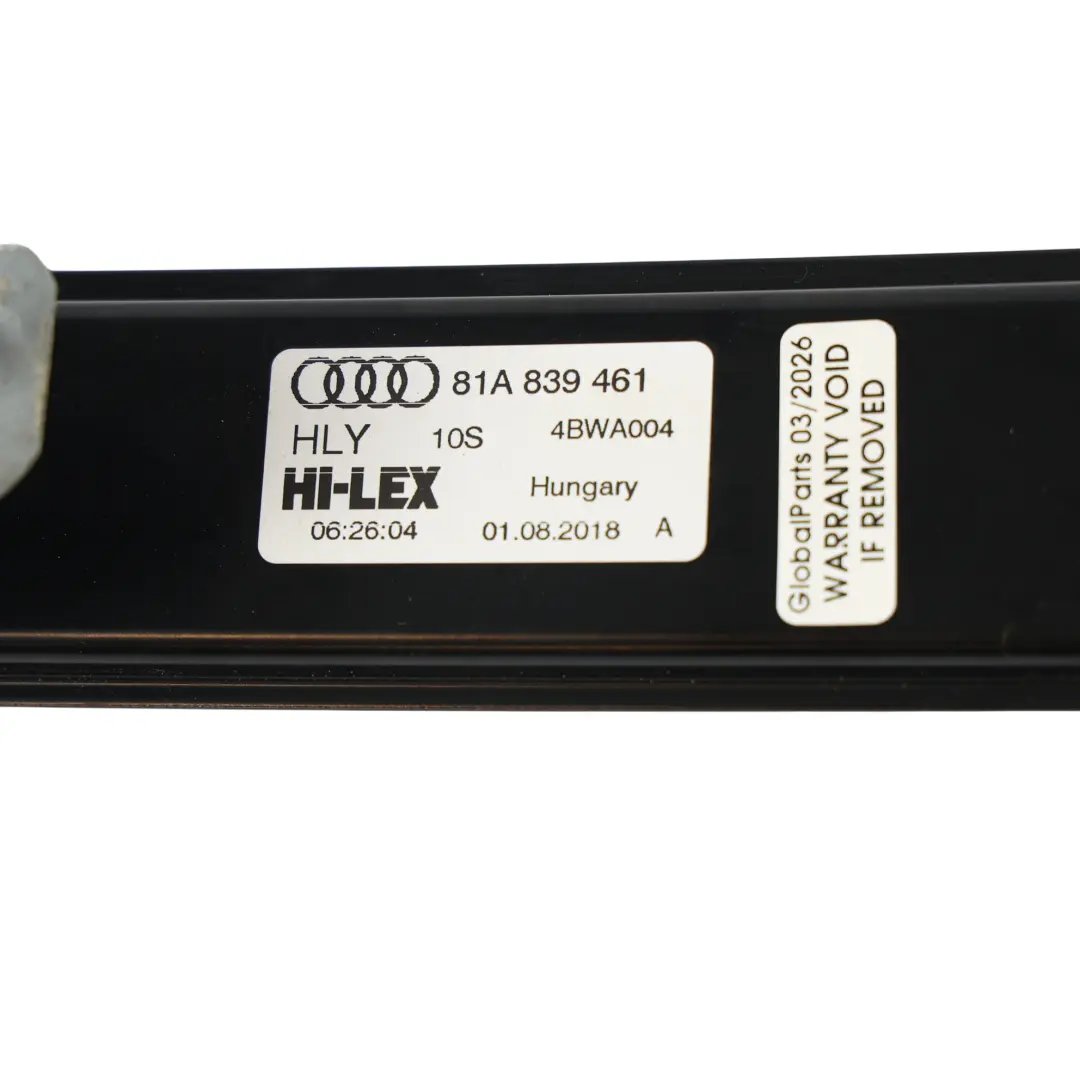 Window Lifter Regulator Mechanism Rear Left N/S to Audi Q2 GA with Part number 81A839461 Audi Q2 GA Window Lifter Regulator Mechanism Rear Left N/S - SKU 81A839461 - Part number 81A839461