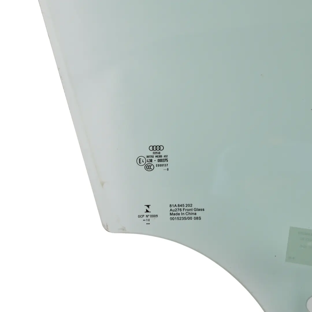 Door Window Glass Front Right O/S AS2 to Audi Q2 GA with Part number 81A845202 Audi Q2 GA Door Window Glass Front Right O/S AS2 - SKU 81A845202 - Part number 81A845202