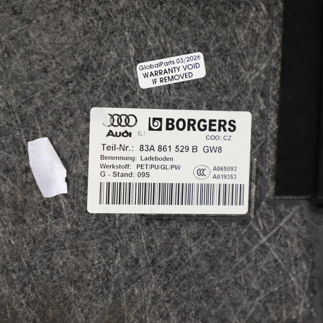 Audi Q3 F3 Boot Trunk Floor Carpet Cover Luggage Compartment Black - SKU 83A861529B - Part number 83A861529B