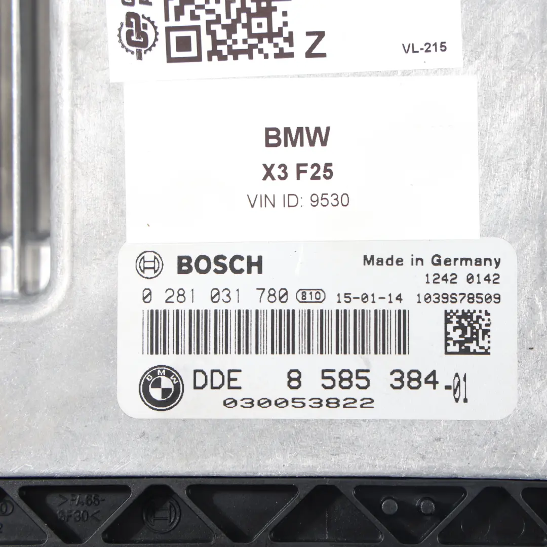 BMW X4 F26 X5 F15 N57 Diesel Kit ECU Control Motor Automático - SKU 8585384-1 - Número de pieza 8585384