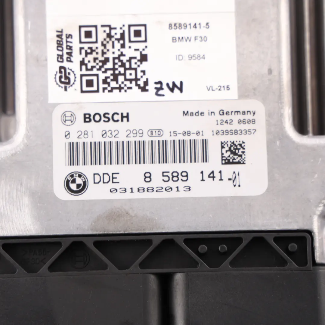 BMW F30 B47 318d 150HP Engine Control Unit ECU DDE + Key Automatic - SKU 8589141-5 - Part number 8589141