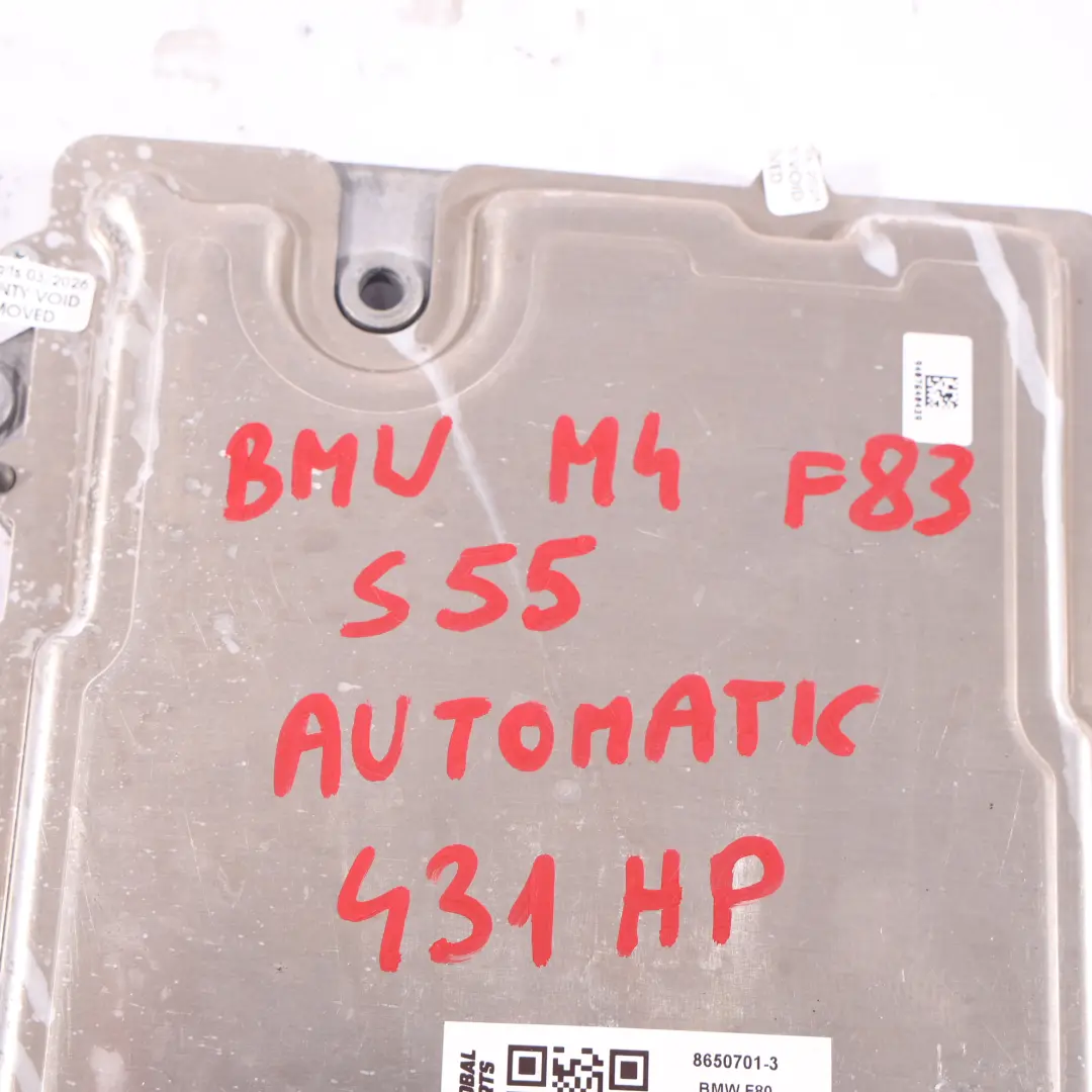 BMW F80 M3 F82 F83 M4 S55 431HP Engine Unit Module ECU DME Automatic - SKU 8650701-3 - Part number 8650701
