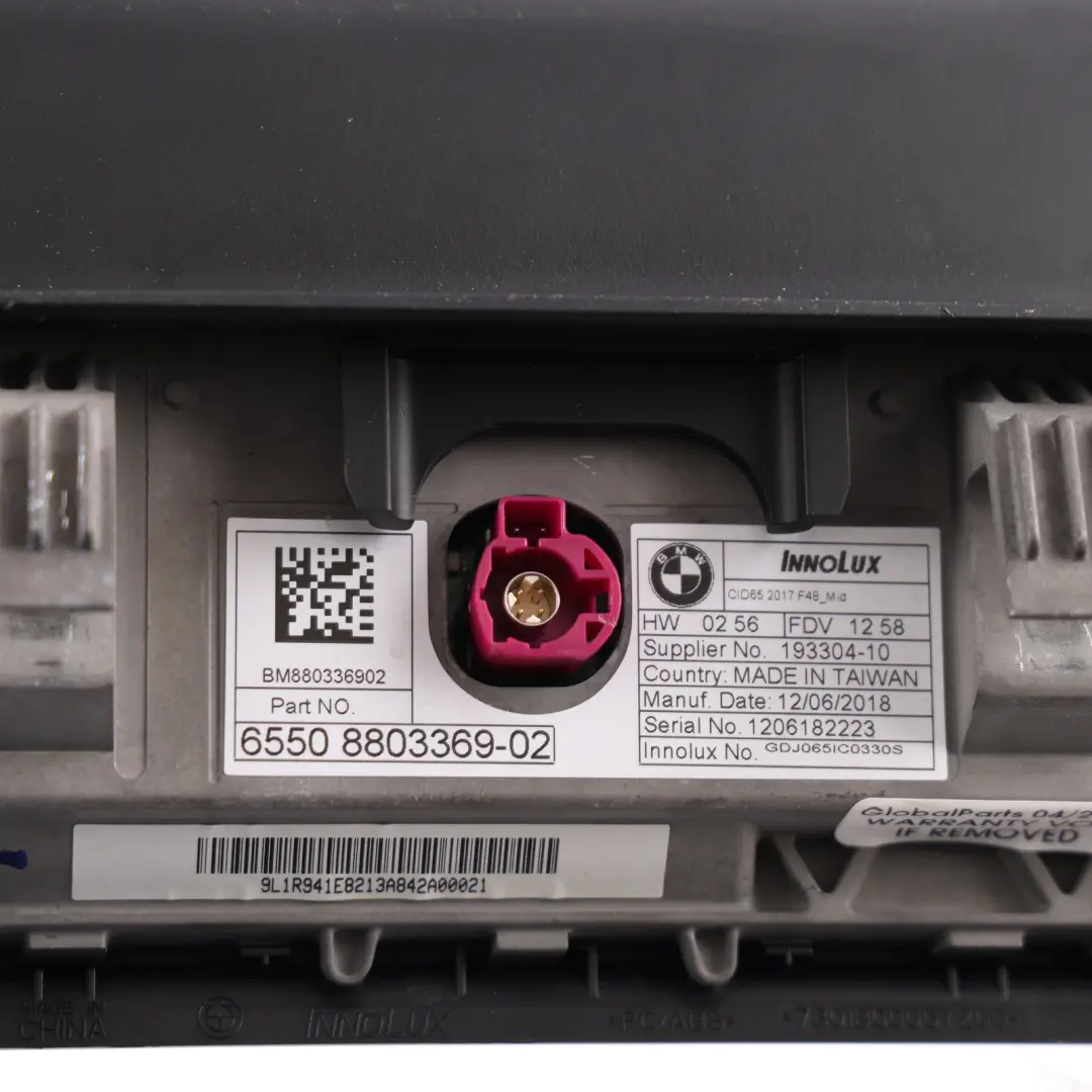 Armaturenbrett-Monitoranzeige NAV-Informationsbildschirm 6,5" für BMW X1 F48 mit Teilenummer 8803369 BMW X1 F48 Armaturenbrett-Monitoranzeige NAV-Informationsbildschirm 6,5" - SKU 8803369 - Teilenummer 8803369
