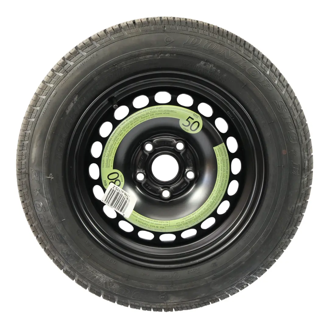 Audi A4 B7 Rueda Repuesto Compacta Acero R15 6,5J Dunlop 195/65 8E0601027C - SKU 8E0601027E - Número de pieza 8E0601027E