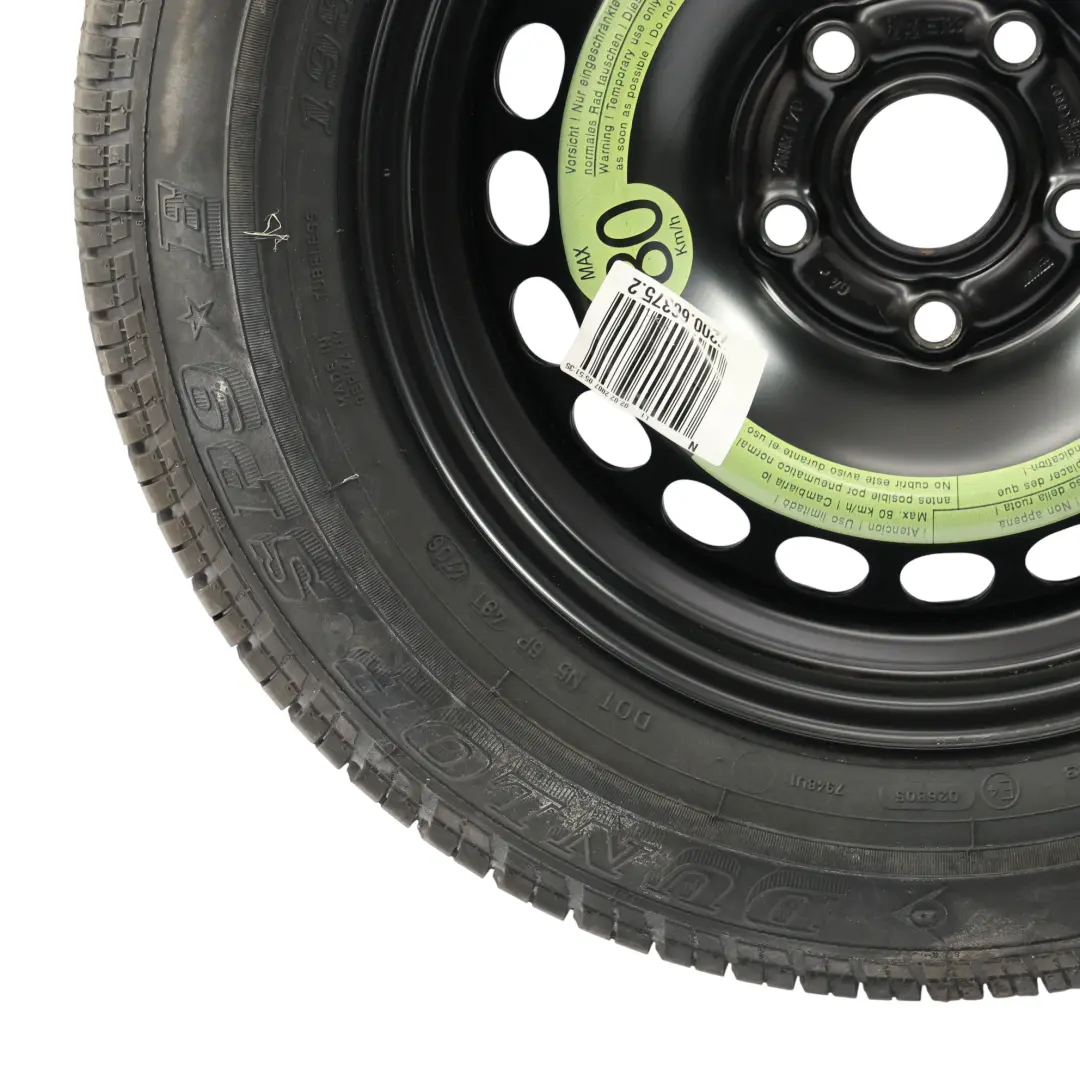 Audi A4 B7 Roue de Secours Compacte Acier R15 6,5J Dunlop 195/65 8E0601027C - SKU 8E0601027E - Numéro de pièce 8E0601027E
