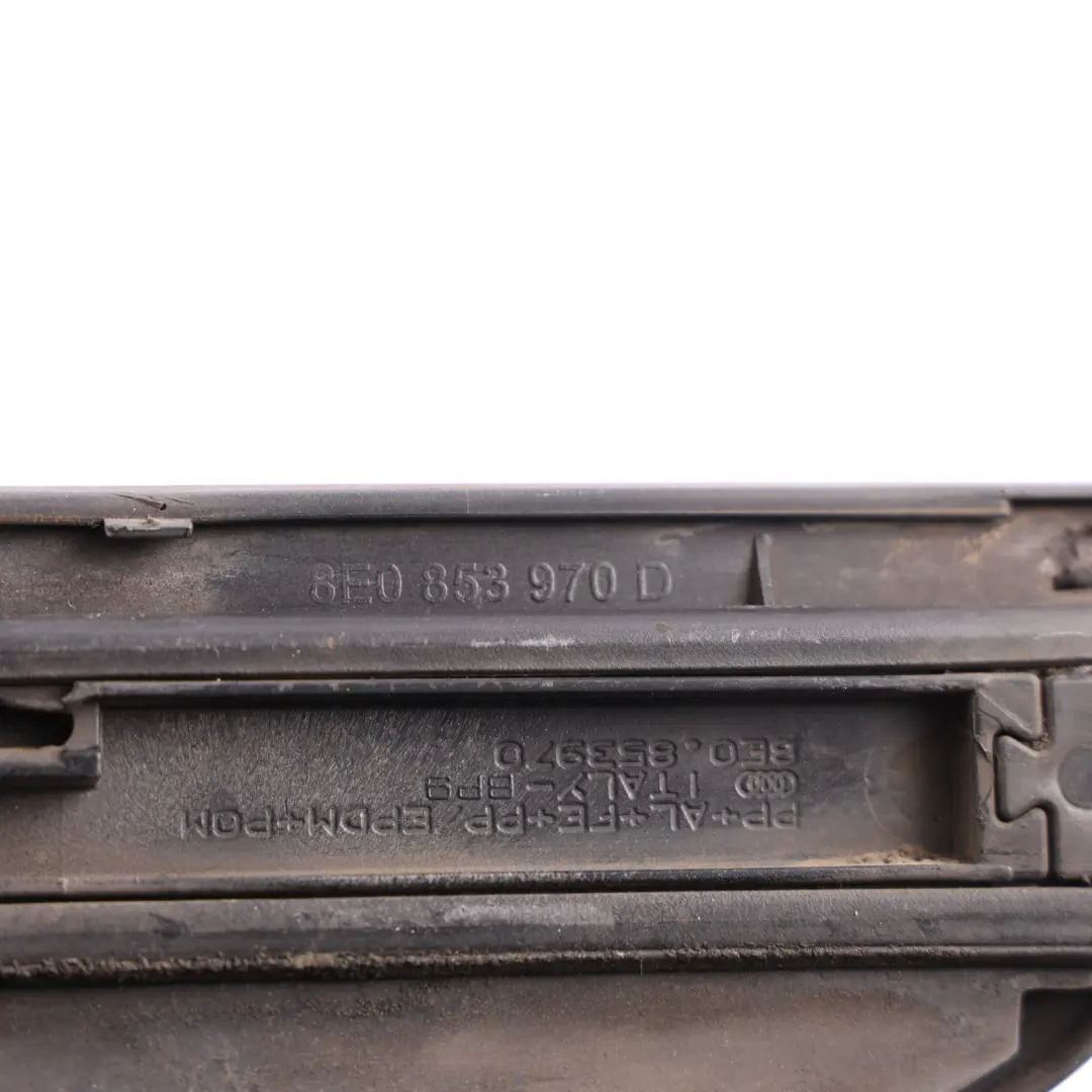 Door Lower Strip Moulding Right O/S Brilliant Black - Y9B to Audi A4 B7 Rear with Part number 8E0853970D Audi A4 B7 Rear Door Lower Strip Moulding Right O/S Brilliant Black - Y9B - SKU 8E0853970D-BBL - Part number 8E0853970D