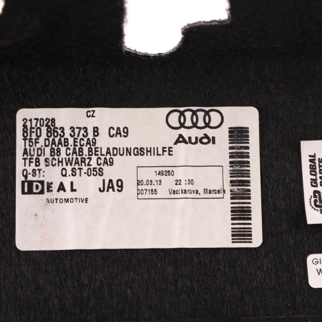 Audi A5 S5 8F Convertible Boot Floor Carpet Extension Panel - SKU 8F0863373B - Part number 8F0863373B