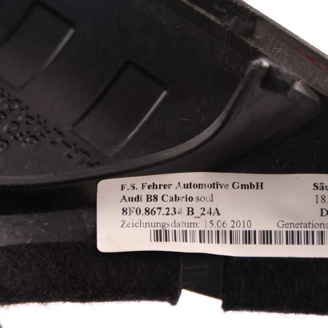 Audi A5 S5 8F Convertible A-Pillar Trim Cover Panel Black Right O/S - SKU 8F0867234B - Part number 8F0867234B