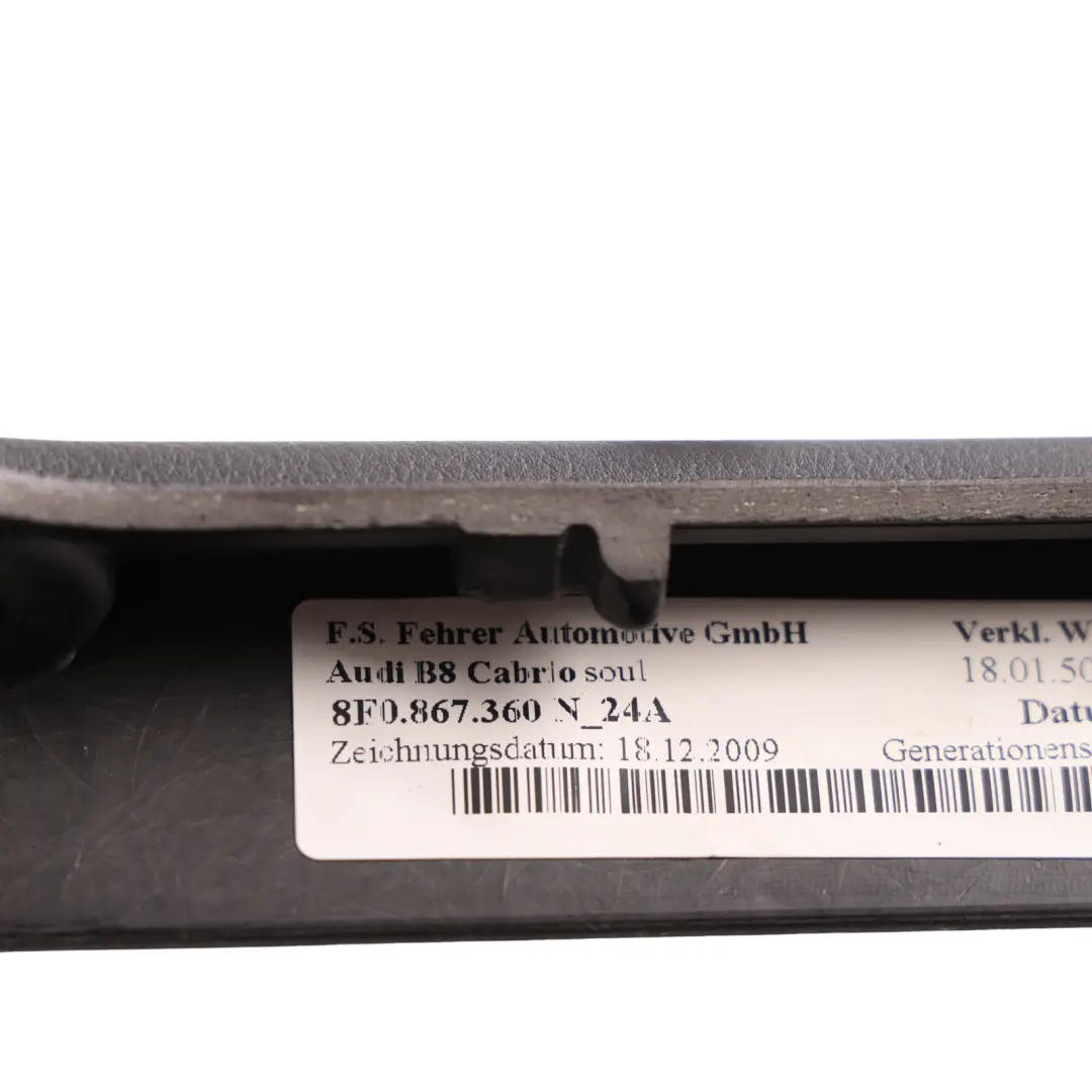 8F Cabriolet Convertible Windscreen Trim Panel Frame Black to Audi A5 with Part number 8F0867360L Audi A5 8F Cabriolet Convertible Windscreen Trim Panel Frame Black - SKU 8F0867360L - Part number 8F0867360L