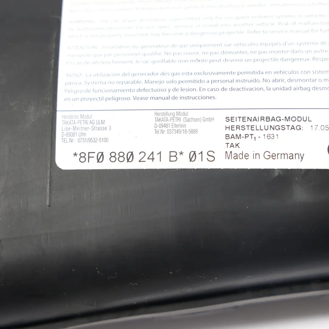 Module Air Siège Avant Gauche pour Audi A5 S5 RS5 Cabriolet à propos du numéro de pièce 8F0880241B Audi A5 S5 RS5 Cabriolet Module Air Siège Avant Gauche - SKU 8F0880241B - Numéro de pièce 8F0880241B
