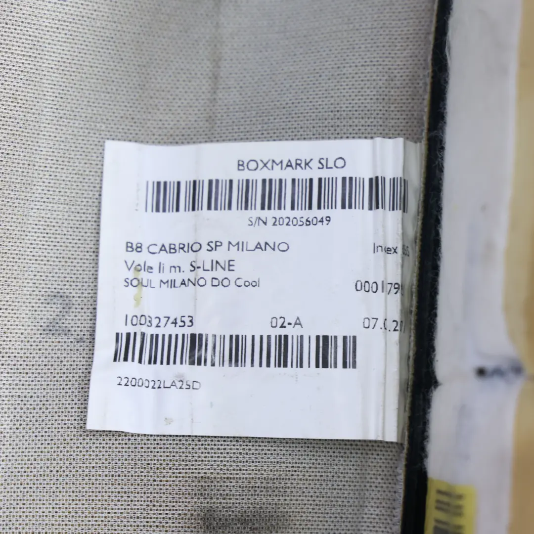8F S-Line Front Seat Backrest Heated Milano Leather Black Left N/S to Audi A5 with Part number 8F0881805Q Audi A5 8F S-Line Front Seat Backrest Heated Milano Leather Black Left N/S - SKU 8F0881805Q - Part number 8F0881805Q