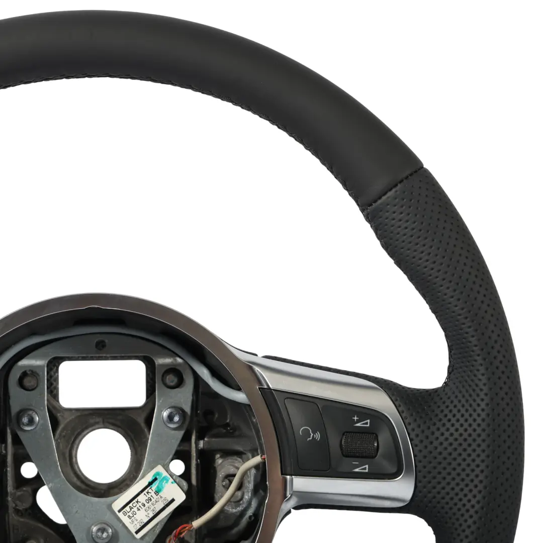 Audi TT 8J Steering Wheel NEW Black Leather Flat Bottom - SKU 8J0419091B-2 - Part number 8J0419091B