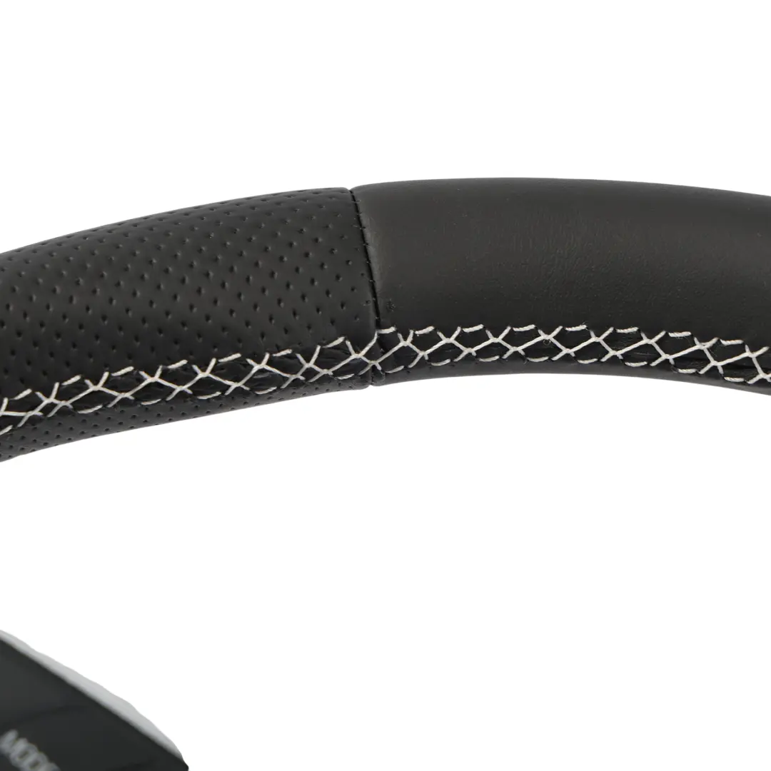 Audi A3 8P Lenkrad NEU Schwarzes Leder Flacher Boden Weißes Gewinde - SKU 8J0419091G-3 - Teilenummer 8J0419091G