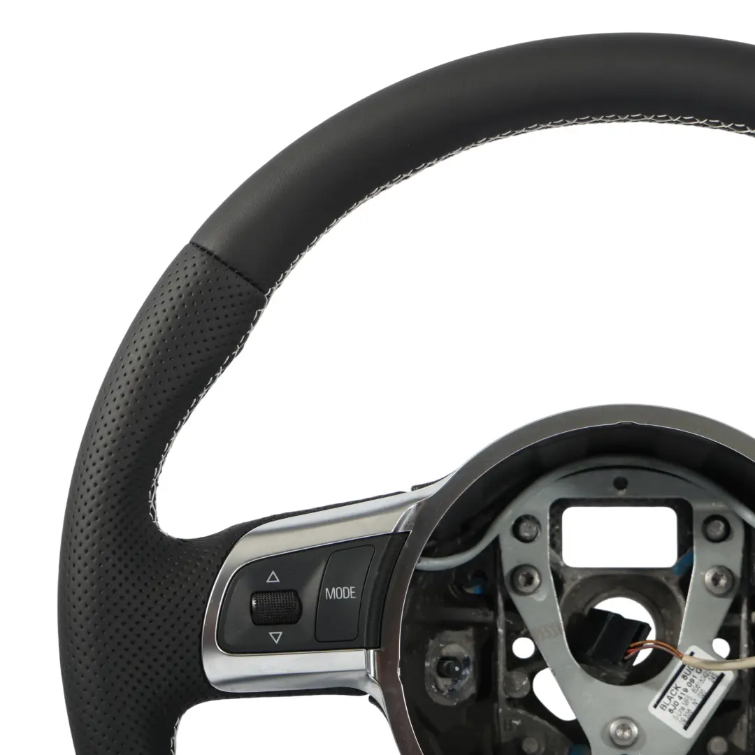 NUEVO Cuero Negro Fondo Plano Rosca Blanca para Audi A3 8P S-line Volante con número de pieza 8J0419091G Audi A3 8P S-line Volante NUEVO Cuero Negro Fondo Plano Rosca Blanca - SKU 8J0419091G-3 - Número de pieza 8J0419091G