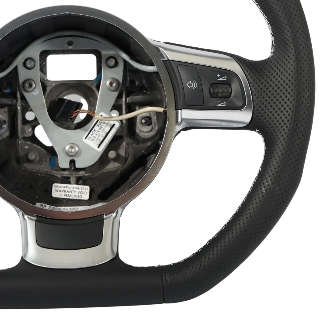 Audi A3 8P Lenkrad NEU Schwarzes Leder Flacher Boden Weißes Gewinde - SKU 8J0419091G-3 - Teilenummer 8J0419091G