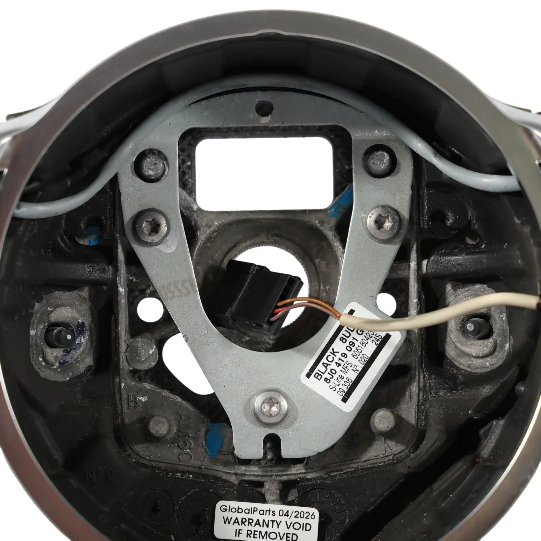 Audi A3 8P Lenkrad NEU Schwarzes Leder Flacher Boden Weißes Gewinde - SKU 8J0419091G-3 - Teilenummer 8J0419091G