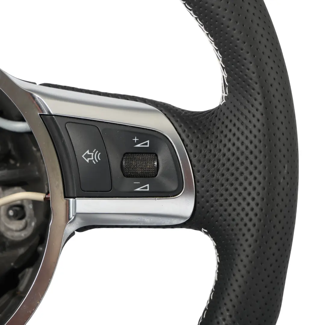 Audi A3 8P Lenkrad NEU Schwarzes Leder Flacher Boden Weißes Gewinde - SKU 8J0419091G-3 - Teilenummer 8J0419091G