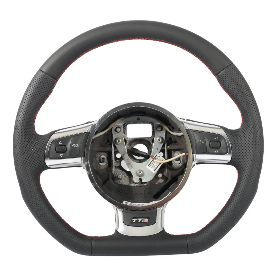 Audi TT TTS 8J Steering Wheel NEW Black Leather Red Threads - SKU 8J0419091K-1 - Part number 8J0419091K