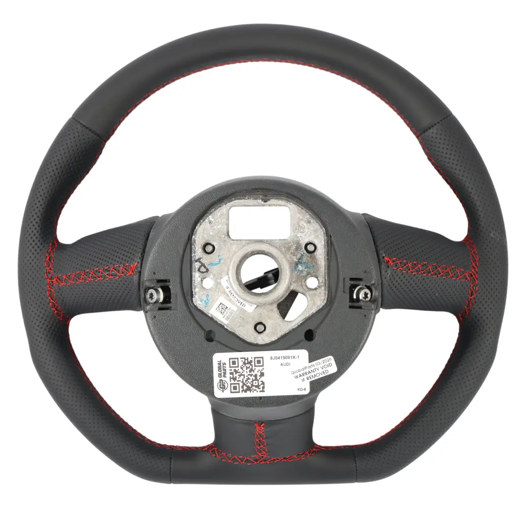 Audi TT TTS 8J Steering Wheel NEW Black Leather Red Threads - SKU 8J0419091K-1 - Part number 8J0419091K