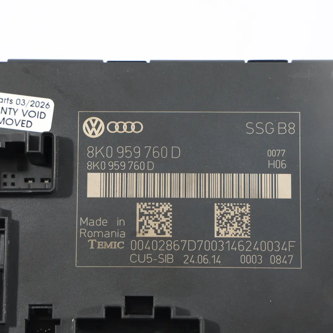 Audi A5 8T Modulo Controllo Sedile Anteriore Sinistro - SKU 8K0959760D-1 - Numero di parte 8K0959760D