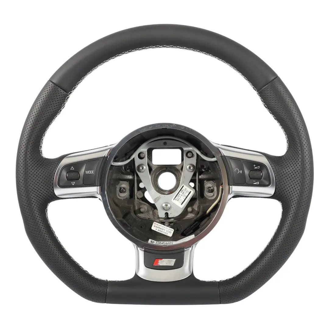 Audi A3 S3 8P NEW Black Leather Steering Wheel Flat Bottom - SKU 8P0419091CR-1 - Part number 8P0419091CR