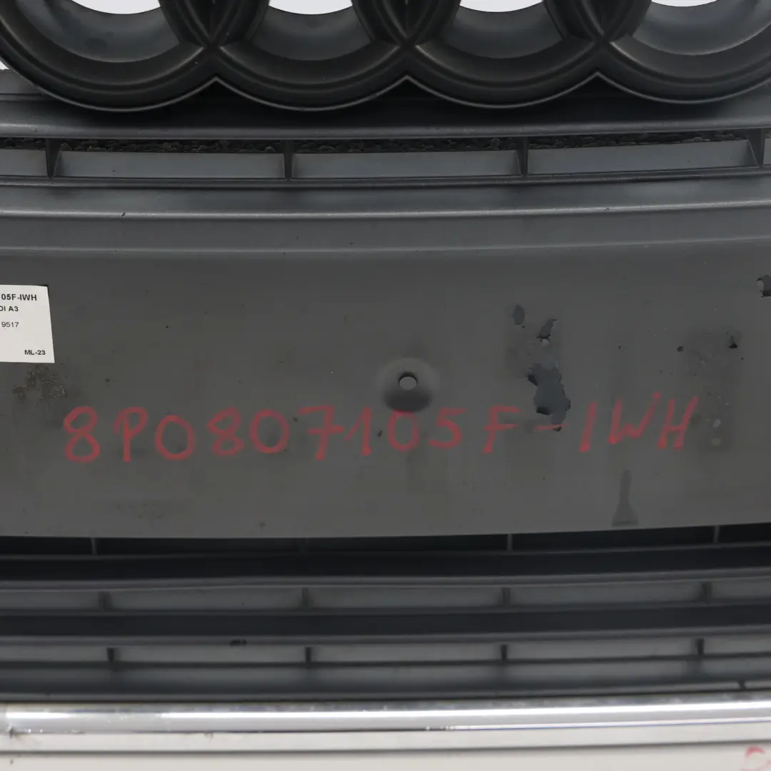 Audi A3 8P Zderzak Przedni Przód Biały Ibis Y9C - SKU 8P0807105F-IWH - Numer Części 8P0807105F