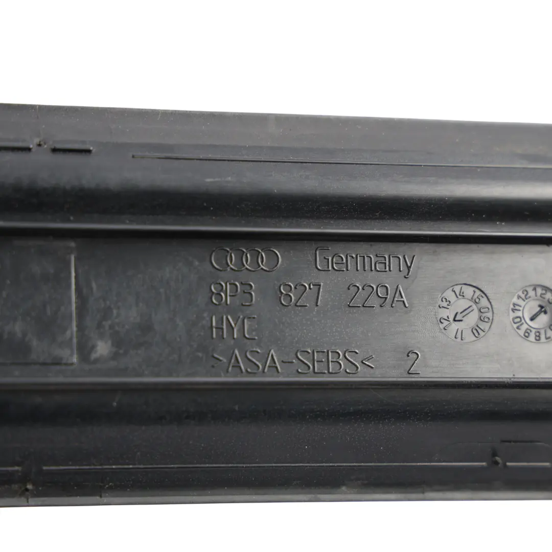 Audi A3 S3 8P Tailgate Rear Boot Hinge Cover Trim Upper Satin Black - SKU 8P3827229A - Part number 8P3827229A