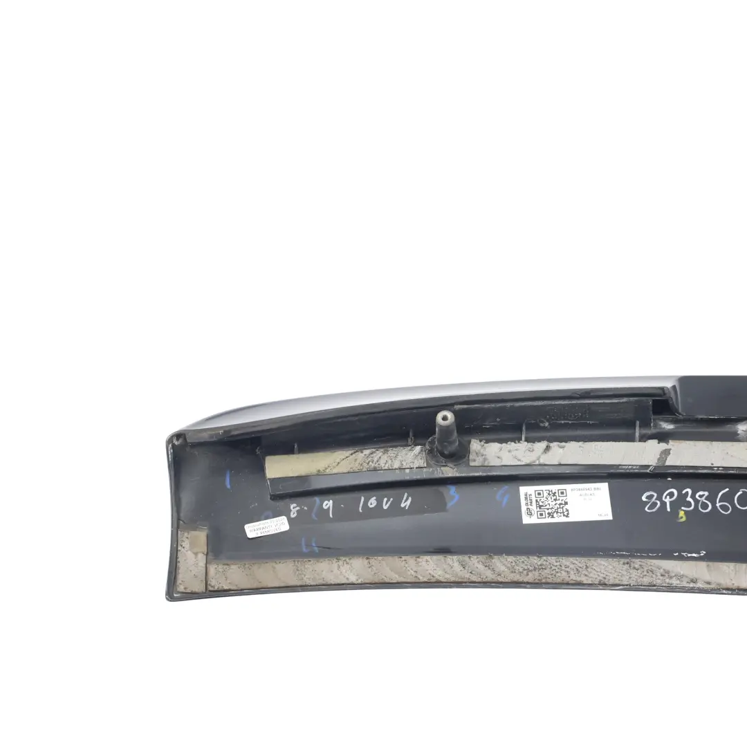 Spoiler posteriore portellone posteriore pannello nero brillante LY9B per Audi A3 8P con numero di parte 8P3860943 Audi A3 8P Spoiler posteriore portellone posteriore pannello nero brillante LY9B - SKU 8P3860943-BBL - Numero di parte 8P3860943