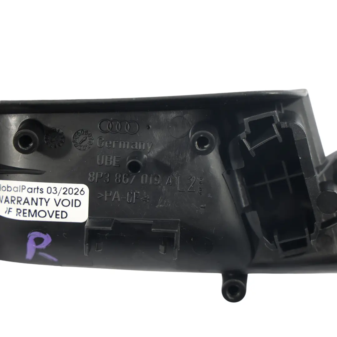 Interior Door Handle Grab Trim Panel Front Left N/S to Audi A3 8P 3D with Part number 8P3867019A Audi A3 8P 3D Interior Door Handle Grab Trim Panel Front Left N/S - SKU 8P3867019A - Part number 8P3867019A