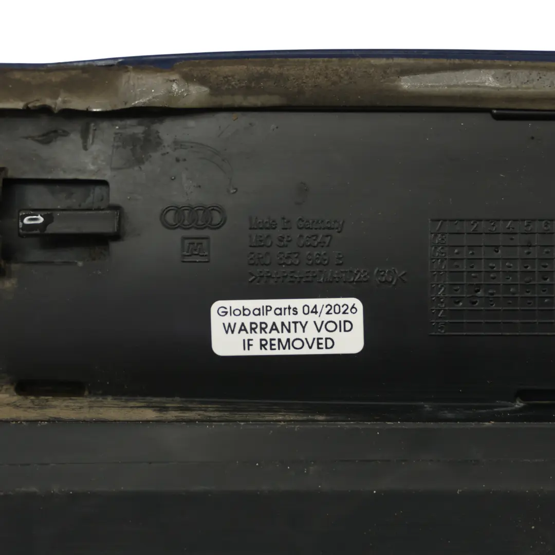 Audi Q5 8R Rear Door Trim Lower Strip Cover Left N/S Scuba Blue Metallic - X5Q - SKU 8R0853969B-SCB - Part number 8R0853969B