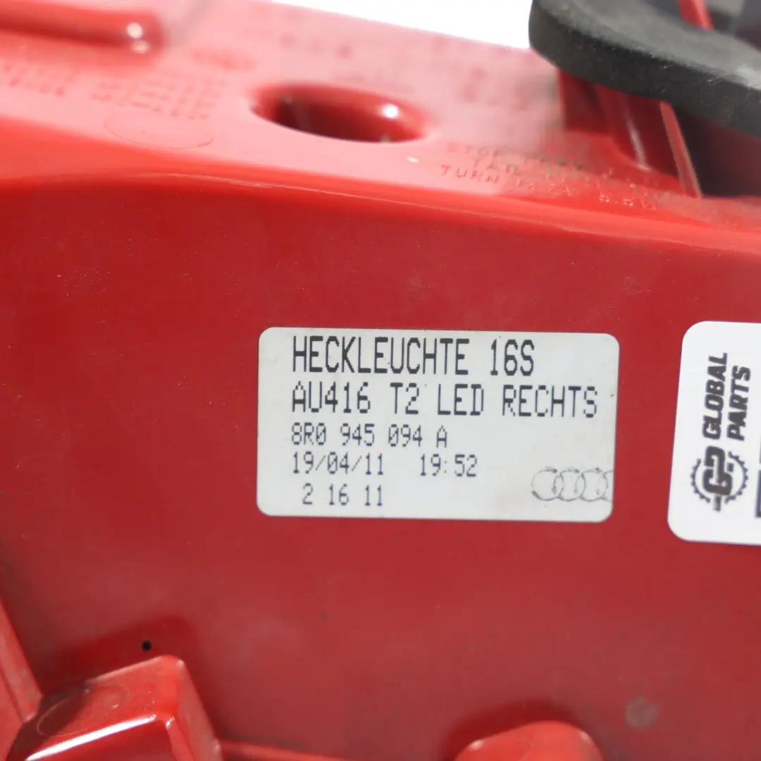 Tail Light Lamp Panel Outer Rear Right O/S to Audi Q5 8R with Part number 8R0945094A Audi Q5 8R Tail Light Lamp Panel Outer Rear Right O/S - SKU 8R0945094A - Part number 8R0945094A